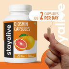 STAY ALIVE Pure Diosmin Complex 1000mg - 120 Cápsulas con Bioflavonoides Cítricos