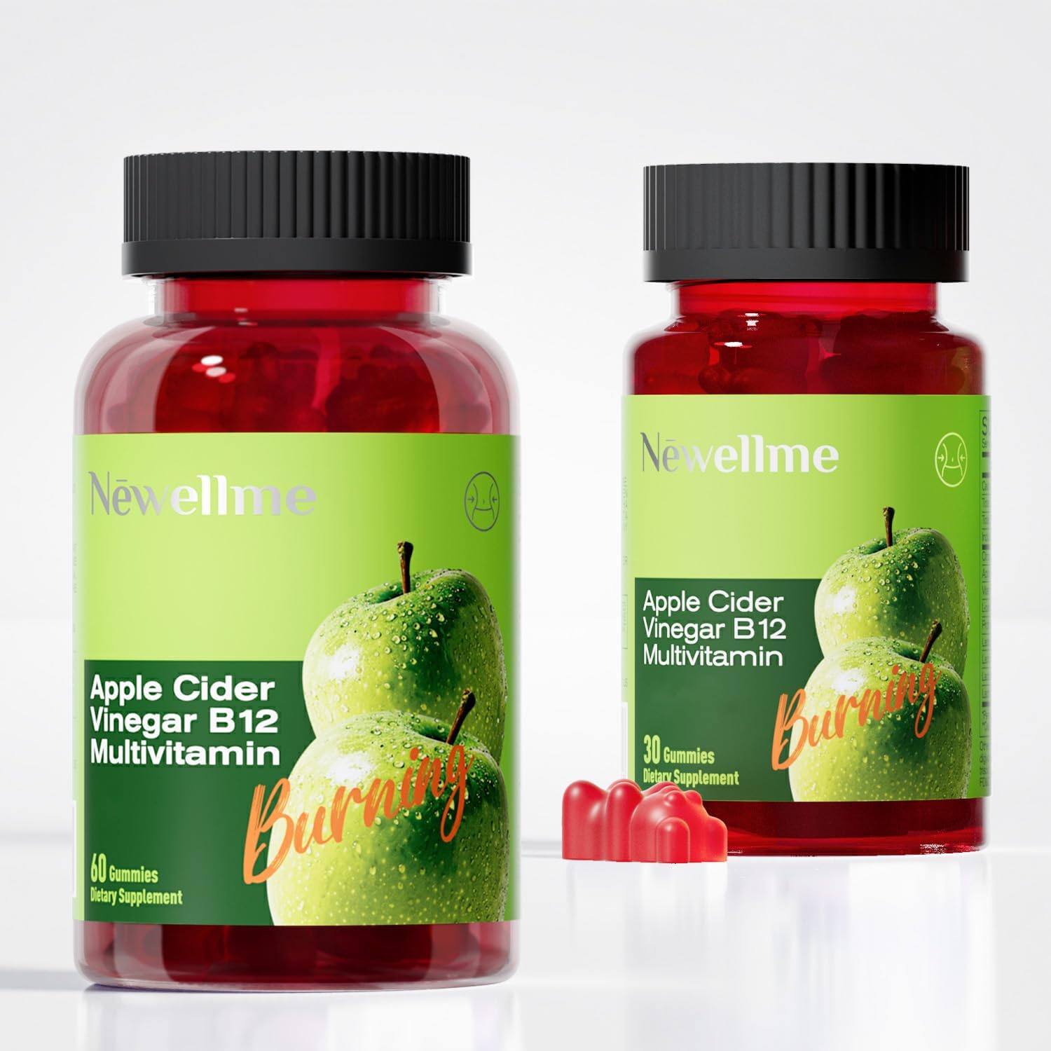 NEWELLME Apple Cider Vinegar Gummies B12 Multivitamin -ACV Supplement Gummy Vitamins, Energy & Detox | Vegan, Non-GMO & Gluten-Free (30)