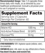 Enzymedica Betaine HCl, 120 Cápsulas - Complemento de Ácido Clorhídrico y Enzimas Digestivas