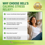 Bell Lifestyle Calming Stress Relief - Mezcla herbal con 5-HTP y GABA para el estrés y la relajación, 60 cápsulas veganas
