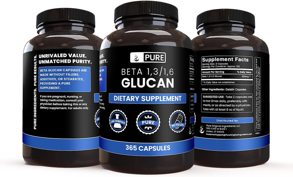 PURE ORIGINAL INGREDIENTS Beta Glucan 1,3/1,6 - 365 Cápsulas