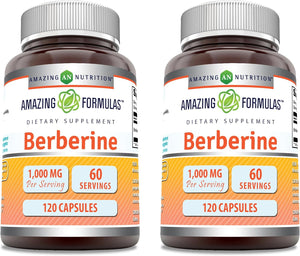 Amazing Formulas Berberina 1000mg por dosis - 240 Cápsulas (2 Envases de 120) – Image 1