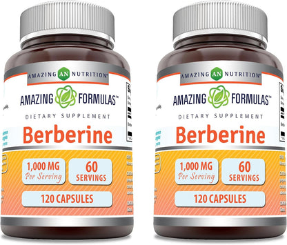 Amazing Formulas Berberina 1000mg por dosis - 240 Cápsulas (2 Envases de 120) – Image 1