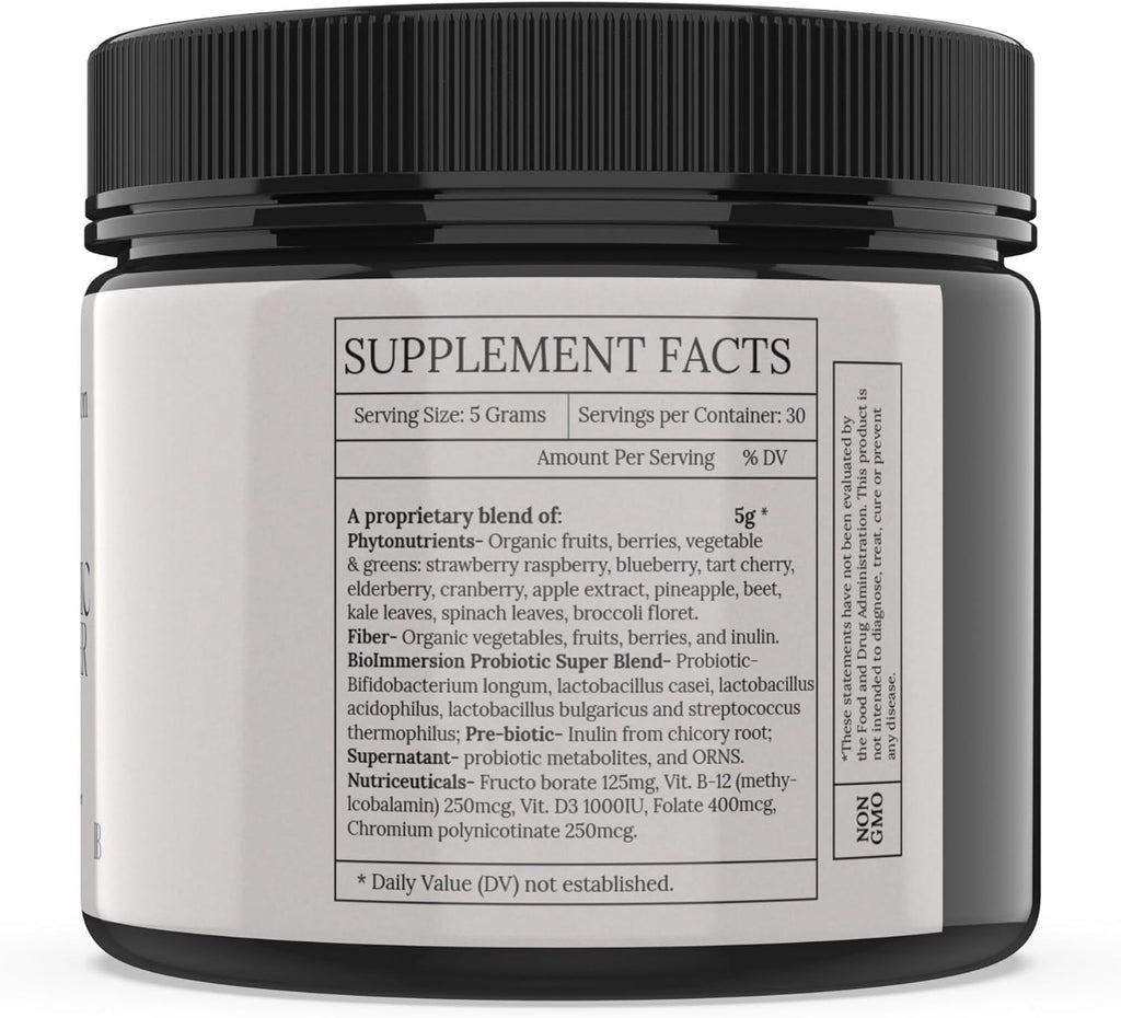 BioImmersion No 7 Systemic Booster – Mezcla Orgánica de Fitonutrientes, Probióticos y Micronutrientes – 150g en Polvo