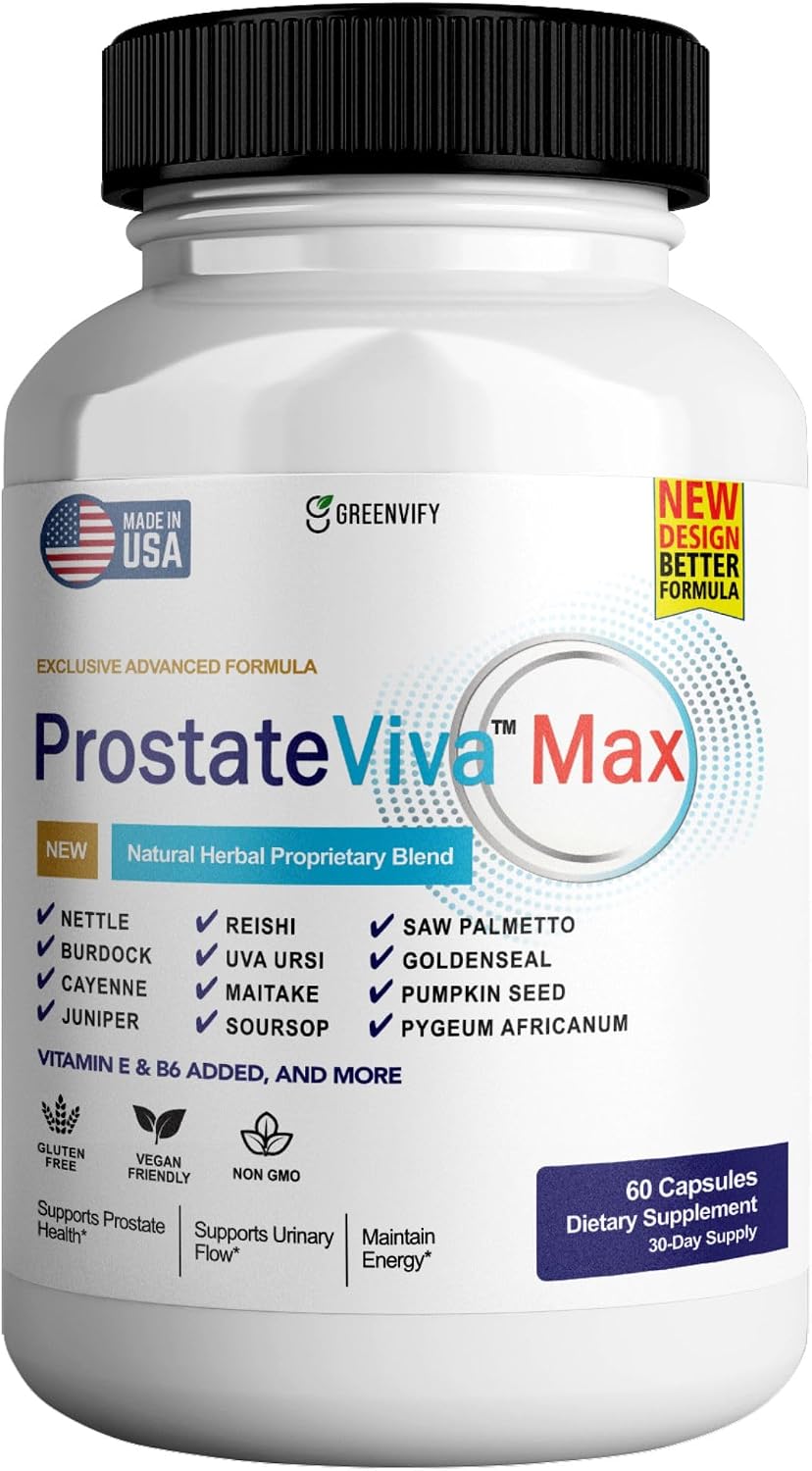 ProstateViva Max Cápsulas para la Próstata, Suplemento para Hombres, Máxima Potencia, Natural (60 Cápsulas)