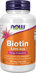NOW Foods Biotina 5000 mcg, 120 Cápsulas