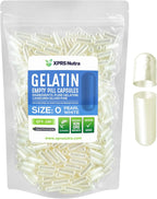 XPRS Nutra Cápsulas Vacías de Gelatina Tamaño 0 - 500 Unidades - Transparentes para Suplementos DIY