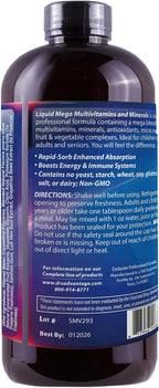 Liquid Mega MultiVitamins & Minerals - Multivitamínico y Mineral Líquido - 16 oz (473 ml) - Drs Advantage