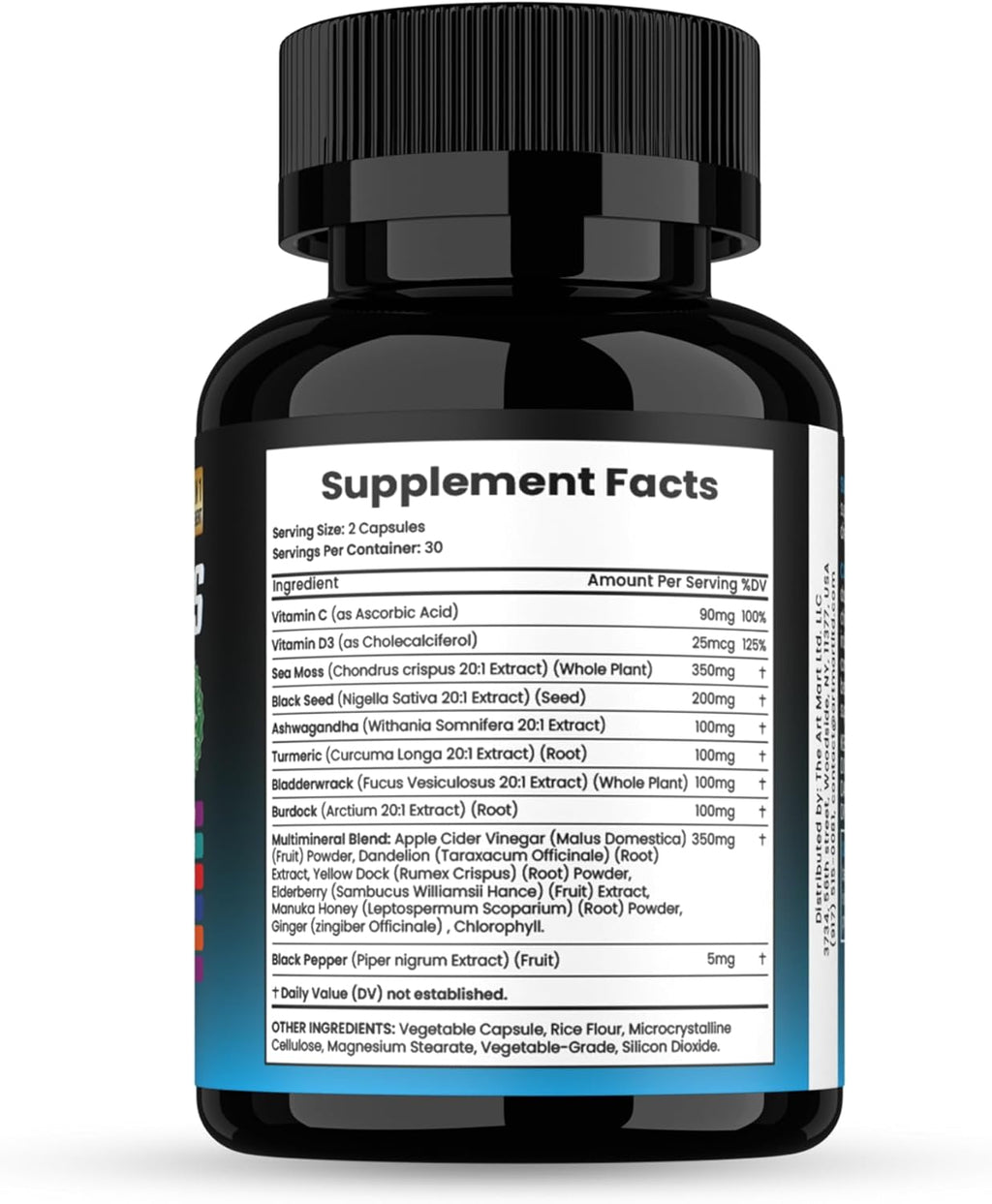 TM NATURALS - Sea Moss con Aceite de Nigella, Vitamina C, Ashwagandha y Cúrcuma, 60 Cápsulas Veganas + Pastillero Gratis