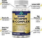 TheraSuva Complejo B + CoQ10 + Vitamina C - Suplemento de Máxima Potencia para Energía y Apoyo al Metabolismo, 2 Meses de Suministro, 120 Cápsulas Blandas