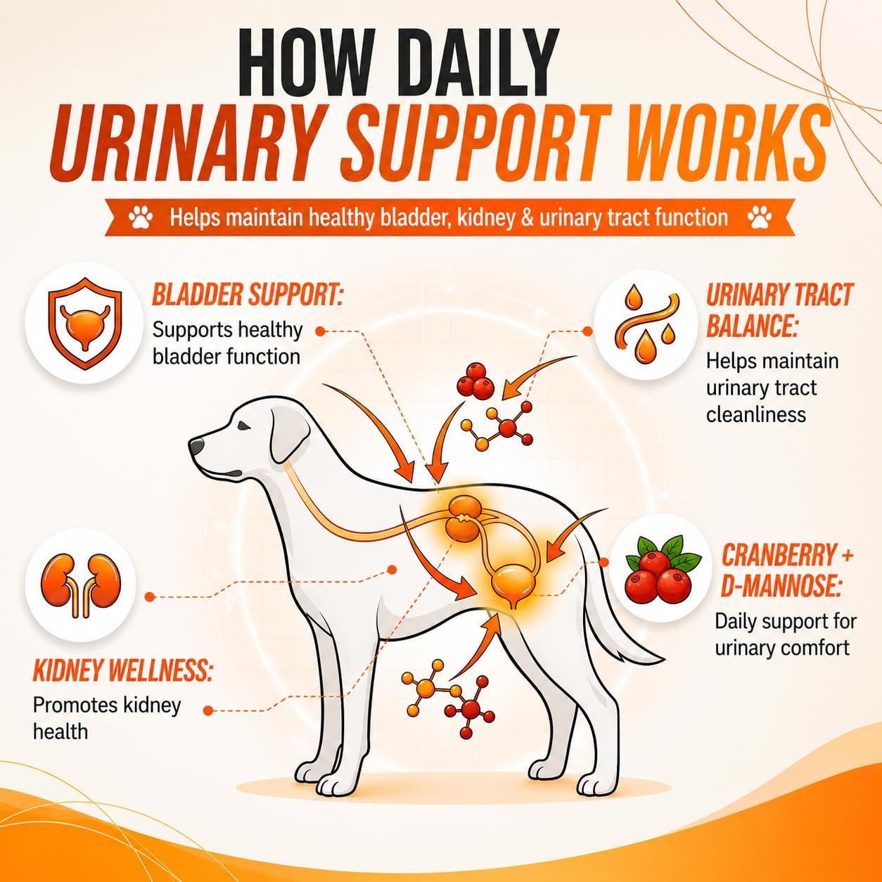 120 Cranberry Supplement for Dogs - Bladder Control for Dogs - Urinary Tract Support - Vitamin B6 & L-Arginine - Cranberry Chews with D-Mannose - Immune & Gut Support