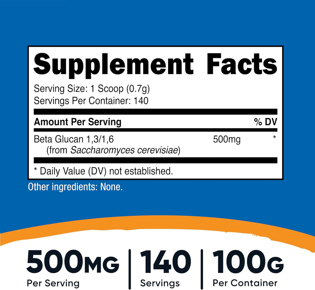 Nutricost Beta Glucano en Polvo 1,3/1,6 - 100 Gramos