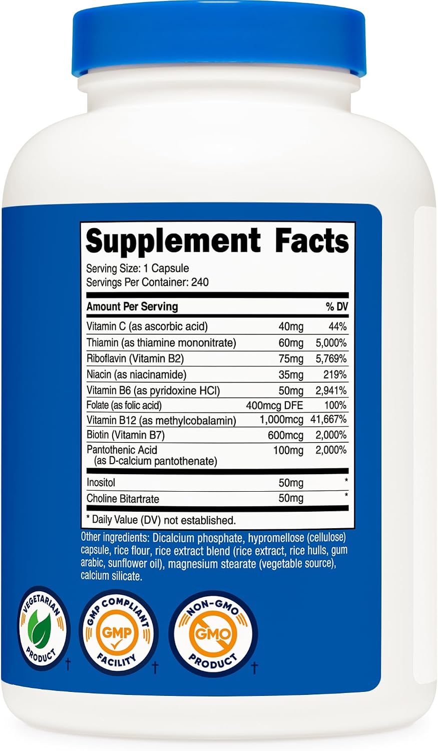 Nutricost High Potency Vitamin B Complex 462mg, 240 Capsules (3 Pack) with Vitamin C