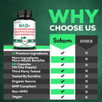 Satoomi NAD Suplemento para Mujeres - Nicotinamida Ribósido Resveratrol 900mg, Quercetina, Cúrcuma, Astrágalo, Ginseng, Vitamina D3, Vitamina C - 60 Cápsulas