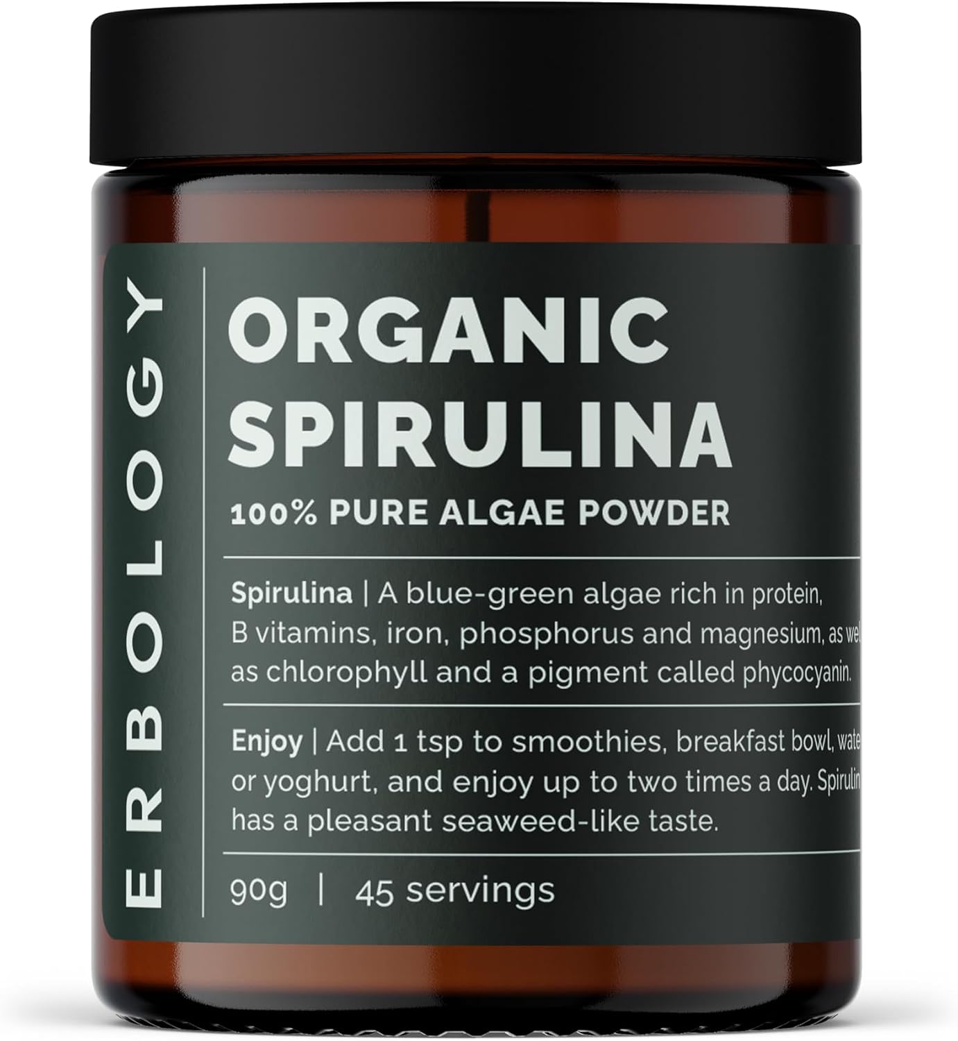 Erbology Polvo de Dulse Orgánico del Atlántico 3.2 oz (90 g) - 90 Porciones - Rico en Yodo y Hierro - Sin OGM