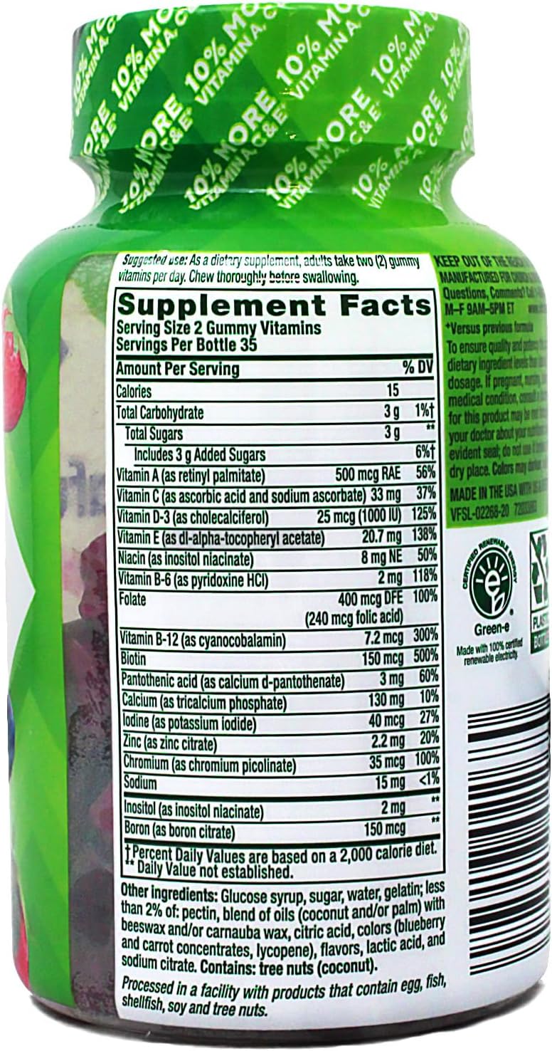 Vitafusion Women's Complete Multivitamin Gominolas, Sabor Baya Natural, 70 unidades (Paquete de 4)