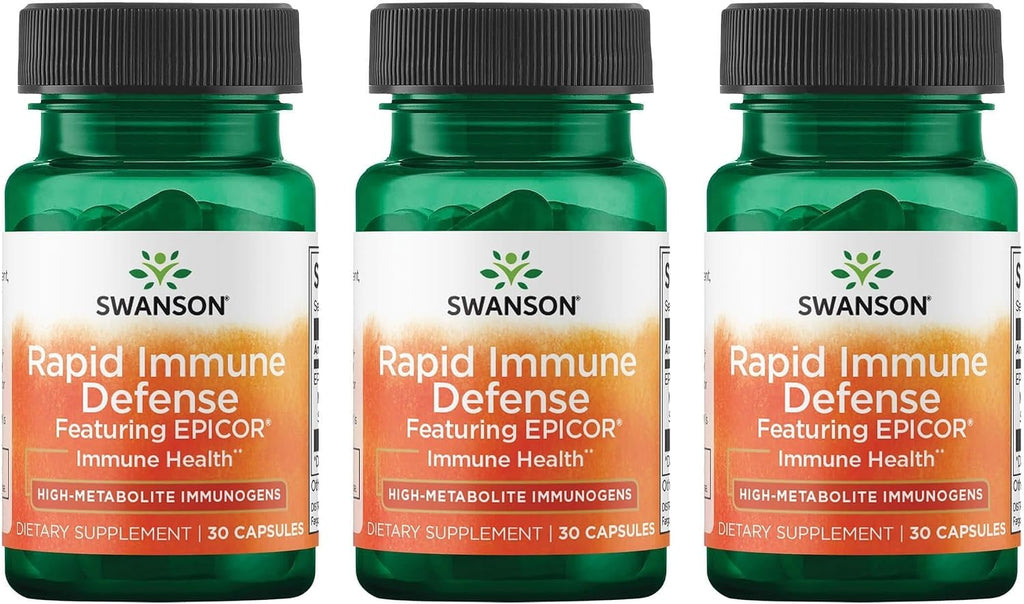 Swanson Rapid Immune Defense con EpiCor 500 mg 30 Cápsulas (Paquete de 4)