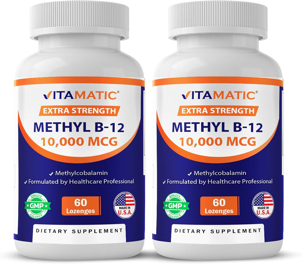 Vitamatic Vitamina B12 Metilcobalamina 10,000 mcg, 60 Comprimidos (Paquete de 2)