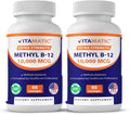 Vitamatic Vitamina B12 Metilcobalamina 10,000 mcg, 60 Comprimidos (Paquete de 2)