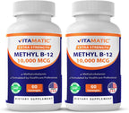 Vitamatic Vitamina B12 Metilcobalamina 10,000 mcg, 60 Comprimidos (Paquete de 2)