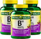 Vitamina B12 2500 mcg – 120 Comprimidos de Disolución Rápida Sabor Cereza, Vitaminas B12 para Hombres y Mujeres, Suplemento Vegano, Sin Gluten (Paquete de 3)
