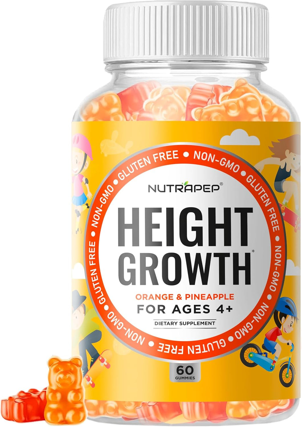 NutraPep Gomitas de Crecimiento y Altura para Adolescentes – Multivitamínico con Calcio, Vitamina D3, K2, Zinc, L-Arginina, L-Glutamina, L-Ornitina para Niños y Niñas