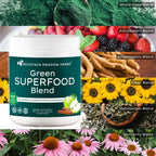 Mountain Meadow Herbs Green Superfood Blend – Mezcla de Superalimentos Verdes con Espirulina, Chlorella, Probióticos y Enzimas Digestivas – 30 porciones