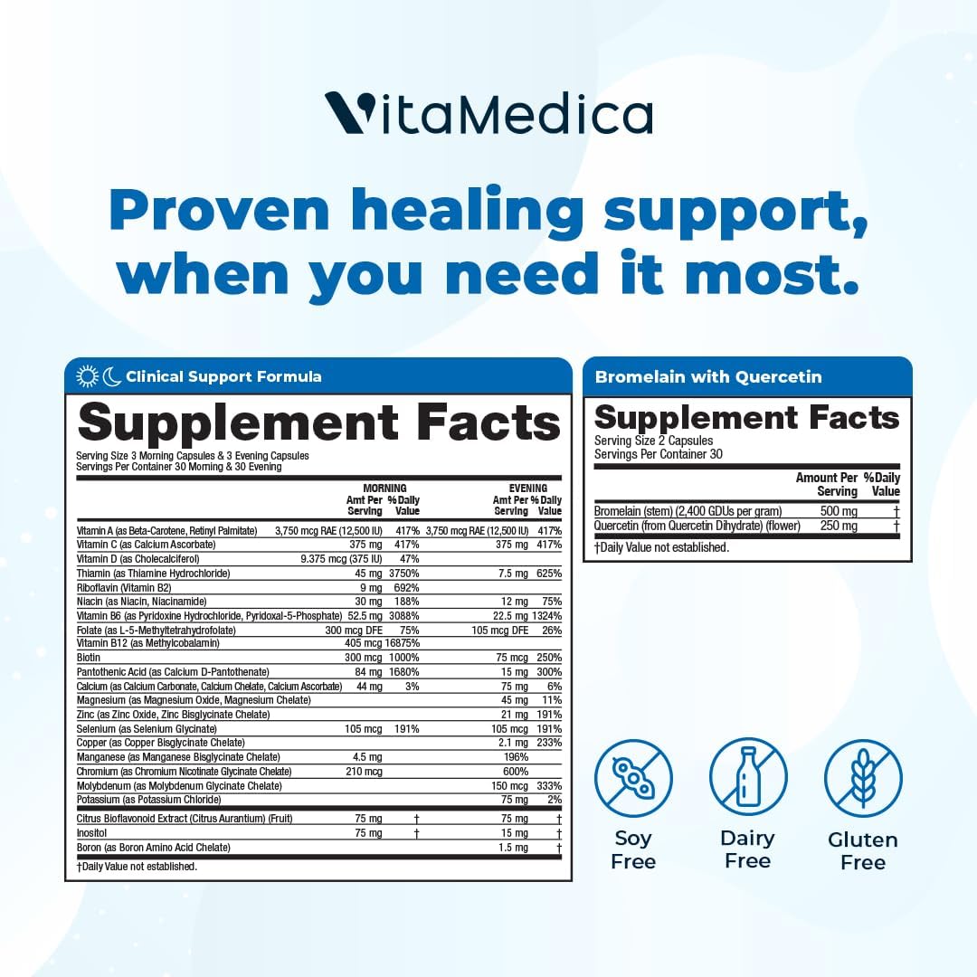 Programa de Recuperación Postquirúrgica VitaMedica - Suplemento Clínico con Vitaminas, Minerales, Bromelina y Quercetina