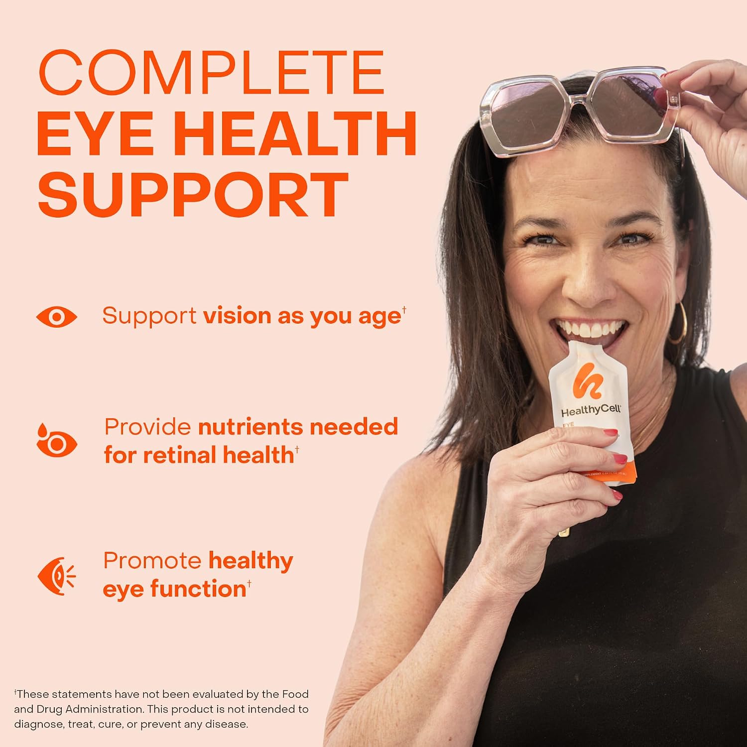 Healthycell Eye Health - Suplemento Líquido Diario para la Visión con Luteína, Zeaxantina, Astaxantina y Betacaroteno - 30 Gel Packs