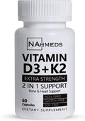 NAhmeds Vitamina D3 + K2 Extra Strength – 60 Cápsulas