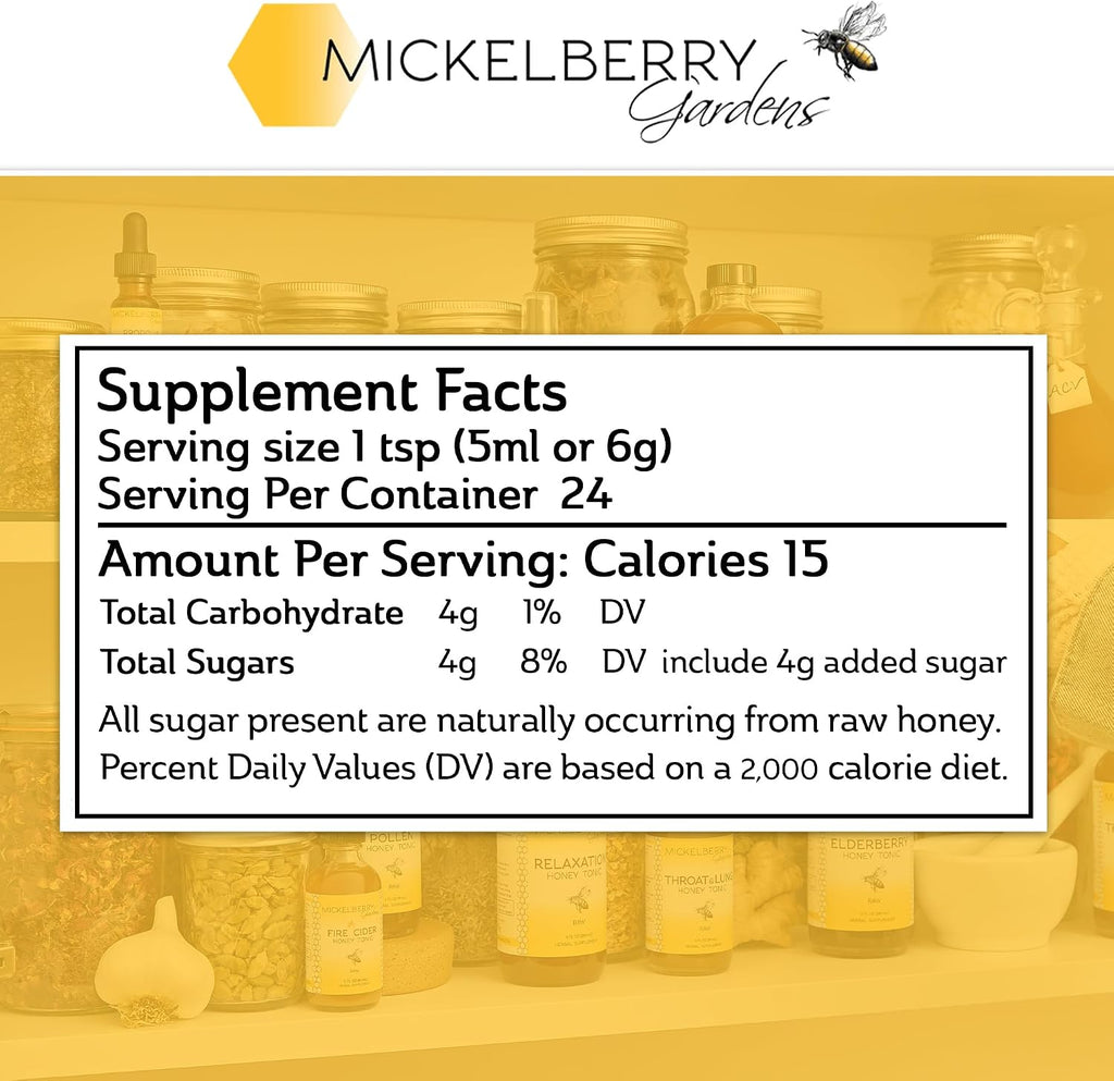 Mickelberry Gardens Pollen Honey Tonic (Pack de 2, 118 ml cada uno) - Apoyo Respiratorio Natural