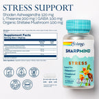 SOLARAY SharpMind Stress - Suplemento para el Estrés con Ashwagandha, L-Theanina y GABA, 30 Cápsulas Veganas