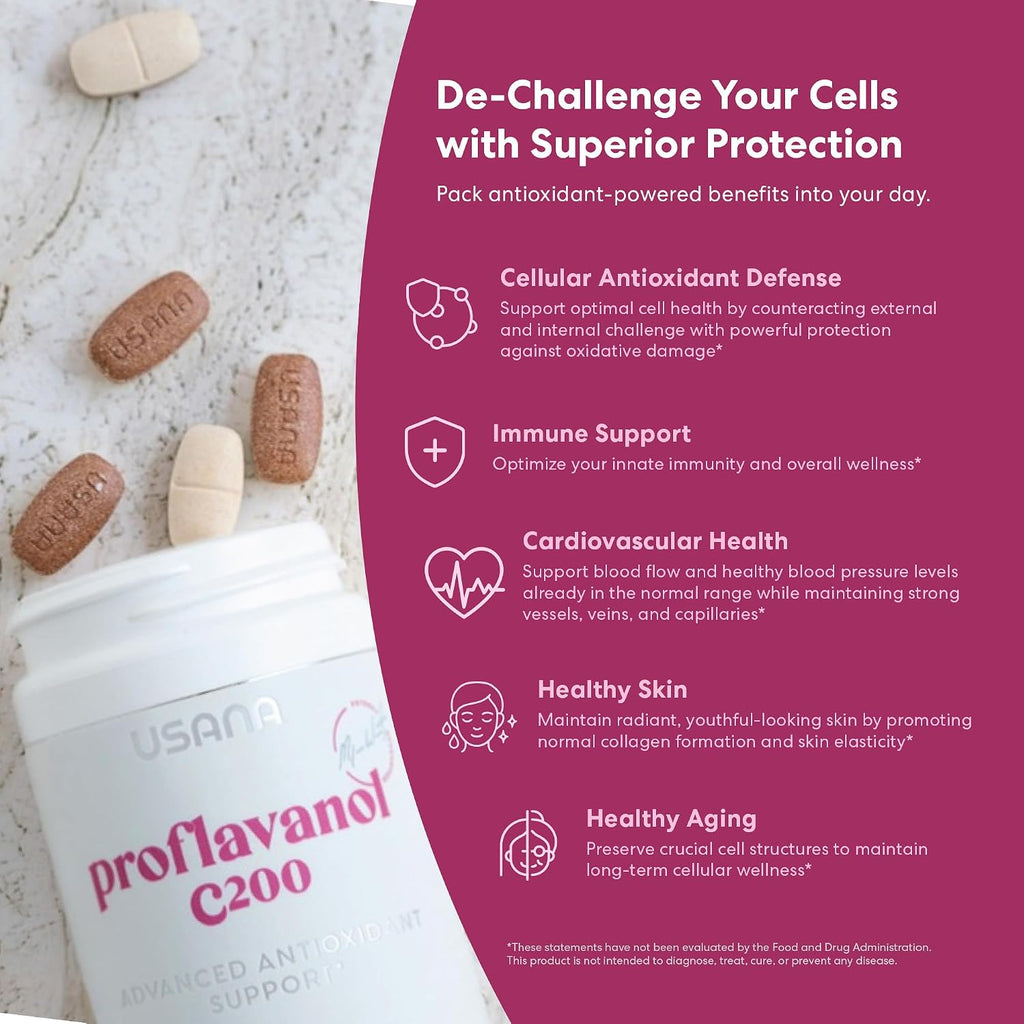 USANA Proflavanol C200 - Antioxidante Avanzado con Bioflavonoides y Vitamina C - 56 Comprimidos
