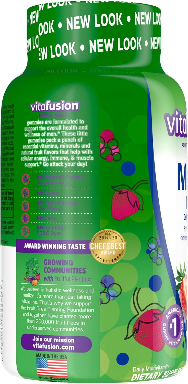 Vitafusion Gominolas Multivitamínicas para Hombres, Sabor a Bayas, 150 unidades