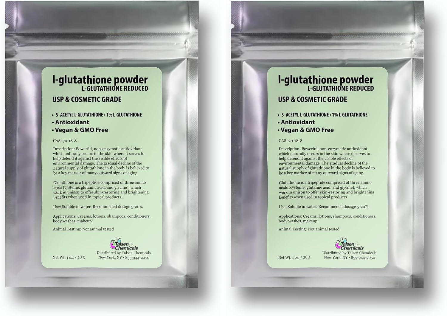 Talsen Chemicals Polvo de Glutatión Reducido Orgánico L-Glutation Puro (28g)