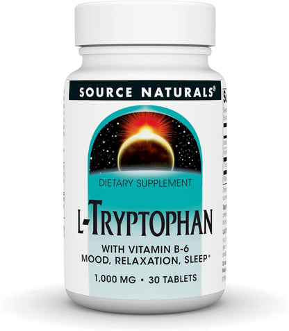 Source Naturals L-Tryptophan con Vitamina – L-Tryptophan (1000 mg): Aminoácido esencial precursor de la – Image 1