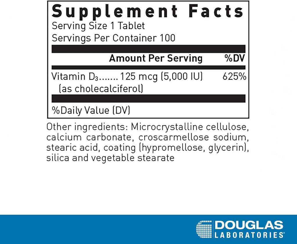 Douglas Laboratories Vitamina D3 (5000 UI) – 100 Comprimidos