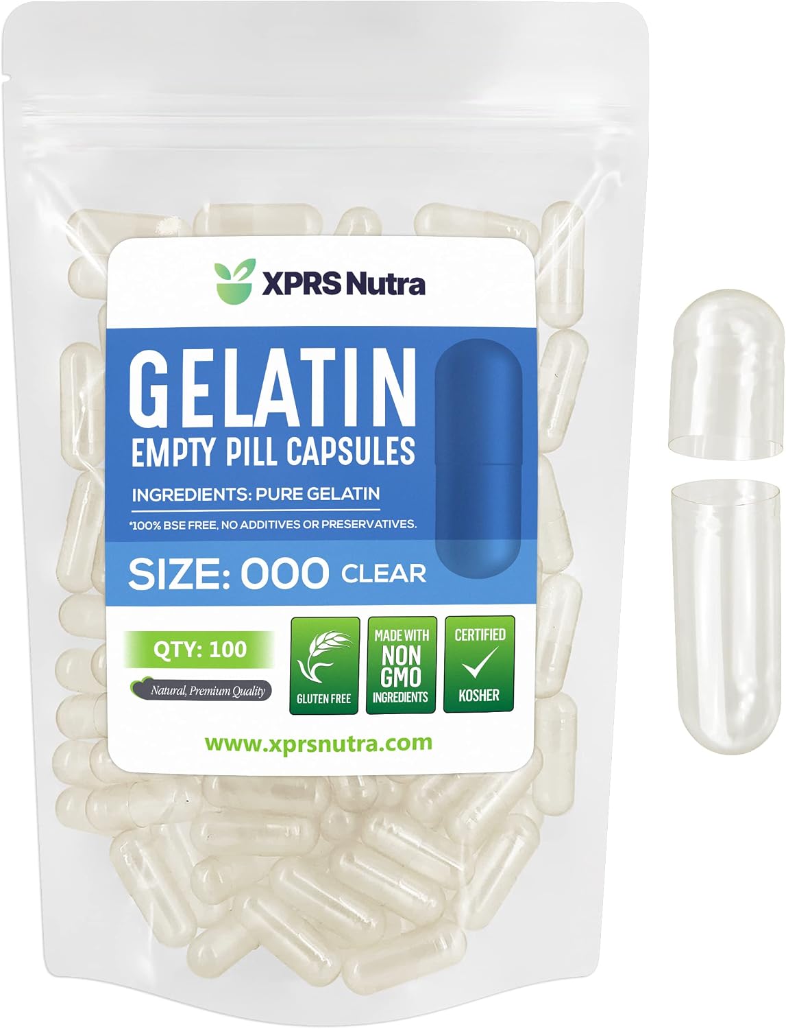 Empty Capsules Size 000 XPRS Nutra - 1000 pcs. Gelatin – vitaminaspain
