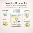 Dr Clark Store Complejo B (Super B100) – 100 Cápsulas de Gelatina con Metilcobalamina