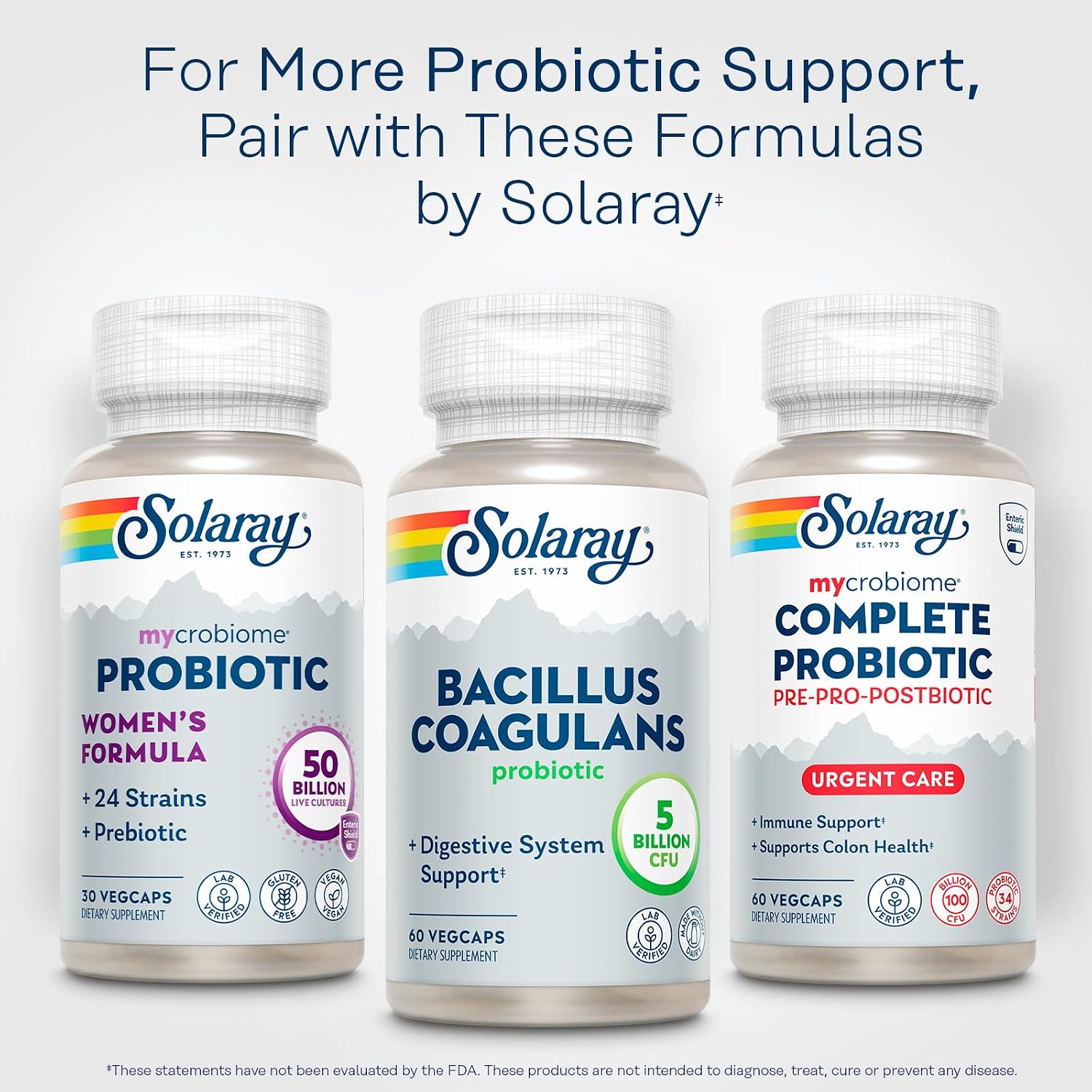 Solaray Bacillus Coagulans Probiotic - 5 Billion Live Microorganisms - 60 Vegan Capsules
