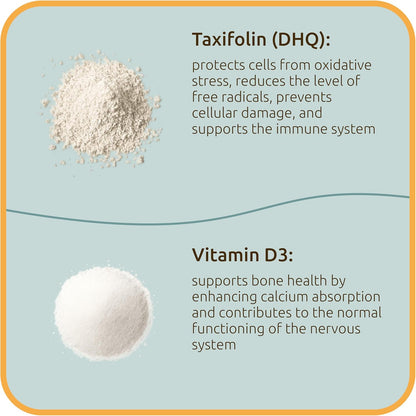 Taxifolina (Dihidroquercetina) + Vitamina D3 – 530 mg, 60 Cápsulas Veganas – Antioxidante y Salud Ósea – Image 4