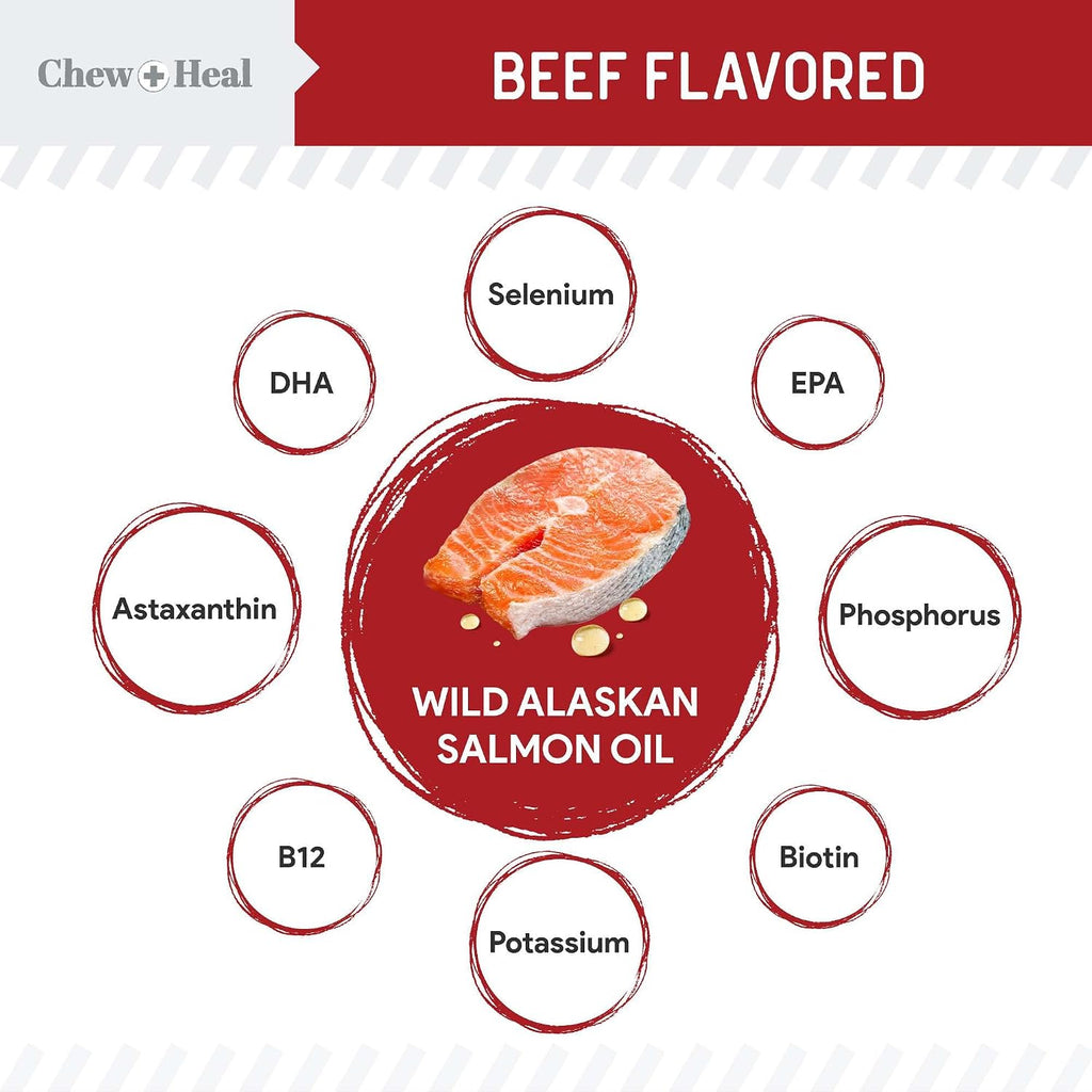 Pure Wild Alaskan Salmon Oil for Dogs - 16 oz - Sabor a Carne de Res - Aceite de Salmón para Perros