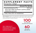 Jarrow Formulas PS 100 - 60 Cápsulas blandas, Paquete de 2 - 100 mg de Fosfatidilserina - Sin soja - 120 dosis