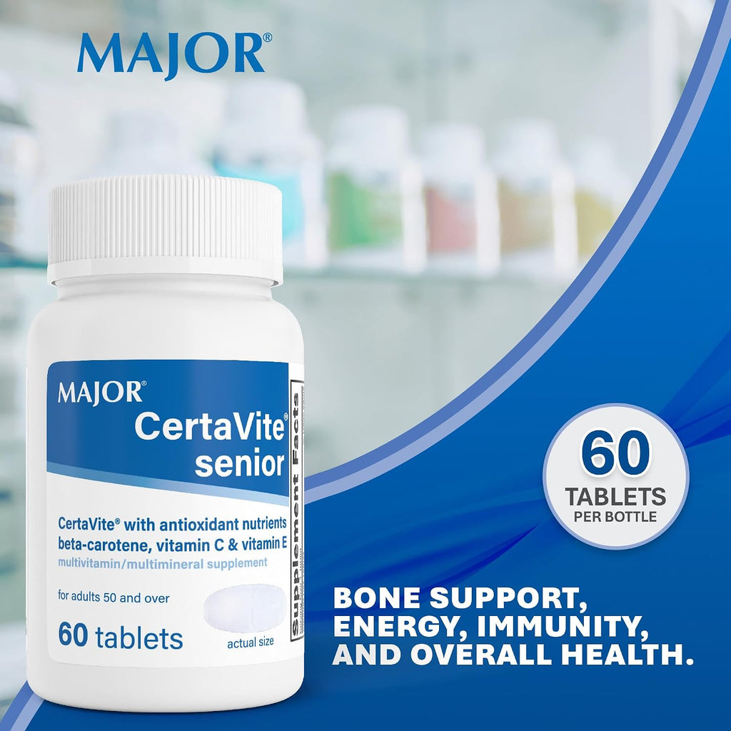 MAJOR CertaVite Multivitamínico sénior con antioxidantes – Multivitamínico para mayores de 50 años, 60 comprimidos