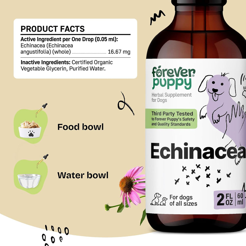 Forever Puppy Gotas de Echinacea para Perros - 2 oz (59 ml) | Apoyo Inmunitario Natural