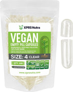 XPRS Nutra Cápsulas Vacías Tamaño 4 - 100 Unidades - Cápsulas Vegetales Pequeñas Transparentes