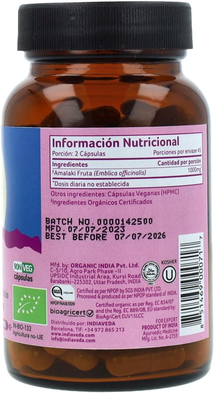 Organic India Amla, 90 Cápsulas Vegetarianas