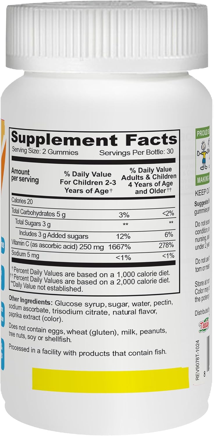 Yum-V's Gomitas de Vitamina C para Niños, 250 mg, Sabor Naranja, 60 uds.