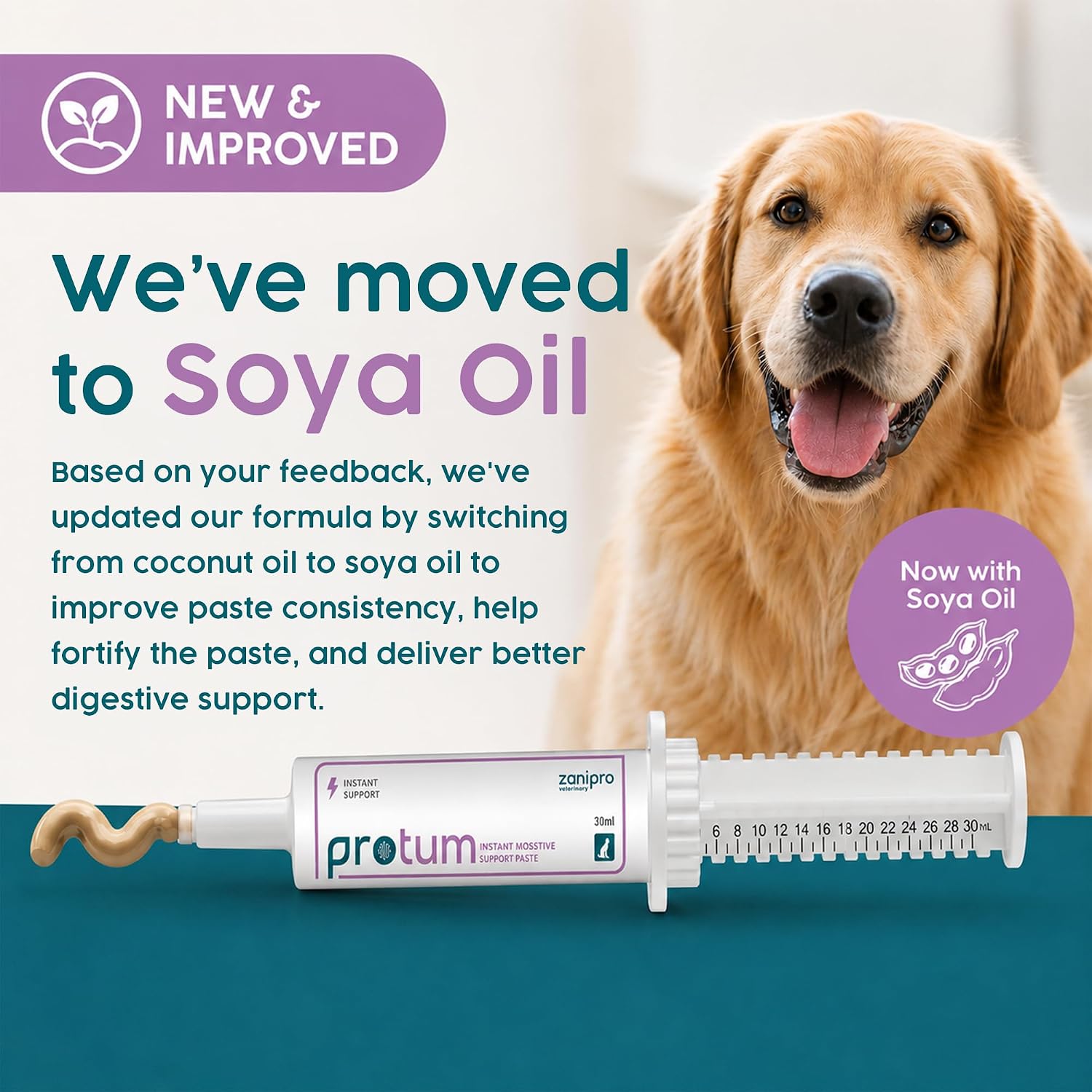 Protum Probiotic Paste para Perros - 30ml Fórmula Avanzada Prebiótica para el Soporte Digestivo - Sabor Atractivo para la Salud Intestinal Canina