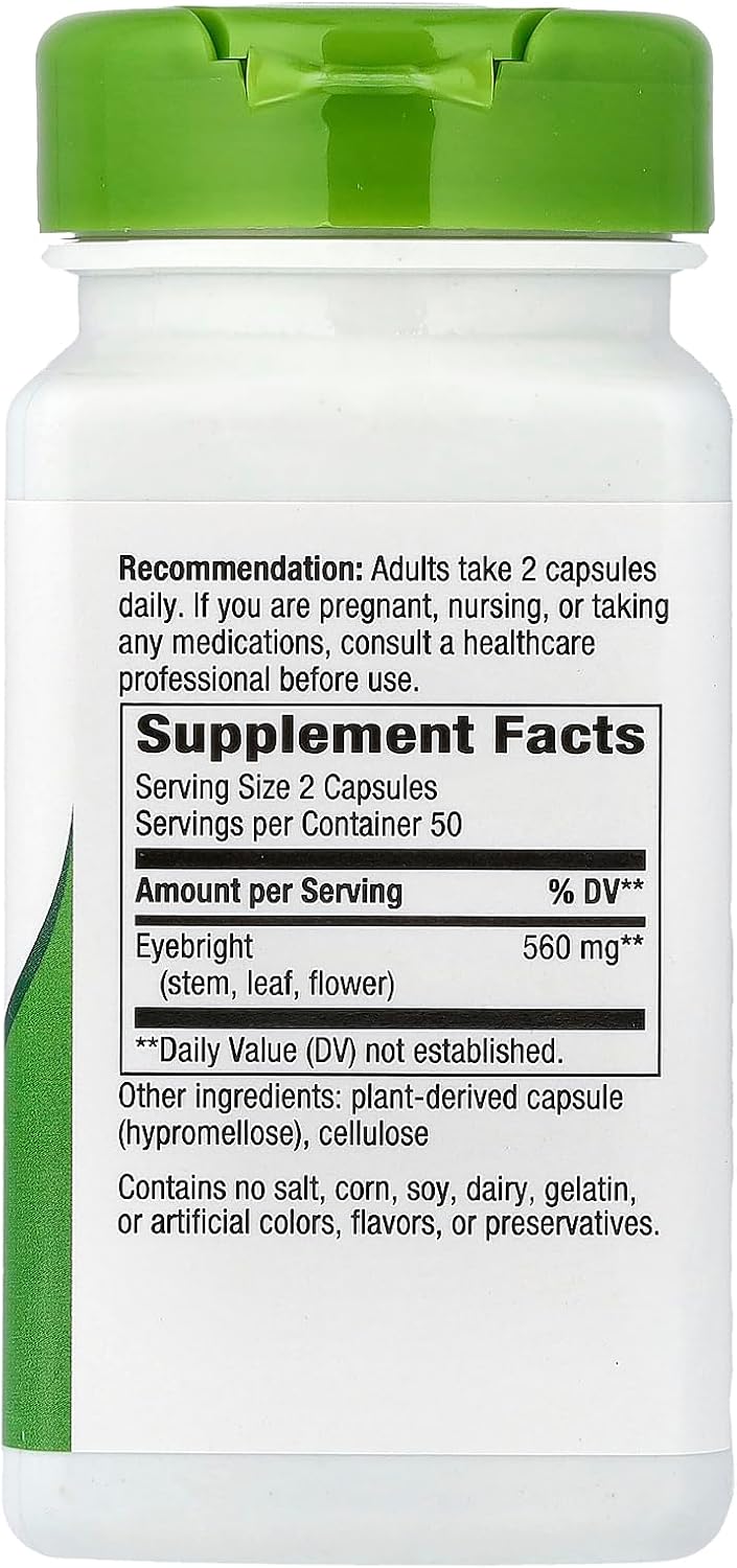 Nature's Way Eyebright Herb — 560 mg, 100 Cápsulas Veganas